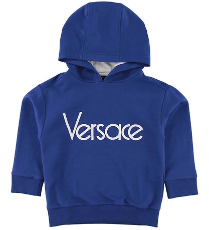Versace Hoodie - Blauw/Wit m. Logo Versace Hoodie - Blauw/Wit m. Logo