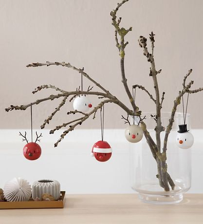 Hoptimist Christmas Ornament - Snowman - 2-pack - D:5 cm - White