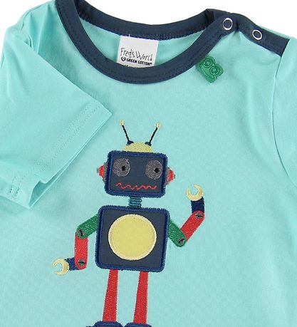 Freds World T-paita - Hello Robot - Aqua