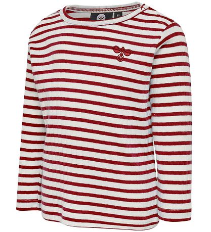 Hummel Long Sleeve Top - HMLRumle - White/Bordeaux Striped