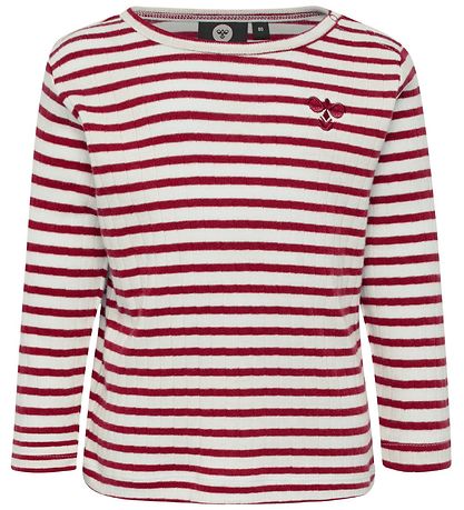 Hummel Long Sleeve Top - HMLRumle - White/Bordeaux Striped