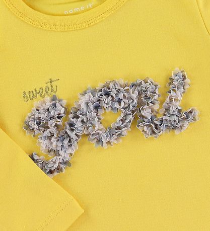 Name It Long Sleeve Top - NbfFlavia - Aspen Gold w. Flowers Name It Long Sleeve Top - NbfFlavia - Aspen Gold w. Flowers