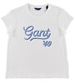 GANT T-shirt - Gant Script - White w. Light Blue GANT T-shirt - Gant Script - White w. Light Blue