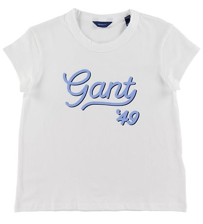 GANT T-shirt - Gant Script - White w. Light Blue GANT T-shirt - Gant Script - White w. Light Blue