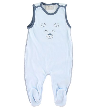 Fixoni Strampler m. Body l/ä - Light Blue/Blauer m. Bär