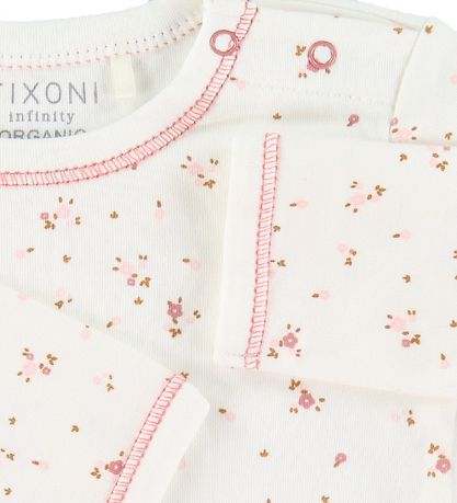 Fixoni Bodysuit l/s - Dusty Rose w. Flowers Fixoni Bodysuit l/s - Dusty Rose w. Flowers