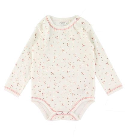 Fixoni Bodysuit l/s - Dusty Rose w. Flowers Fixoni Bodysuit l/s - Dusty Rose w. Flowers