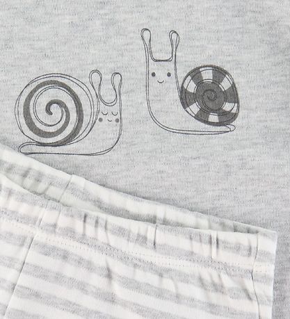 Fixoni Pyjama Set - Grey Melange w. Stripes/Snail
