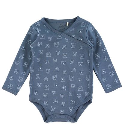 Fixoni Wrap Bodysuit l/s - China Blue w. Bears Fixoni Wrap Bodysuit l/s - China Blue w. Bears