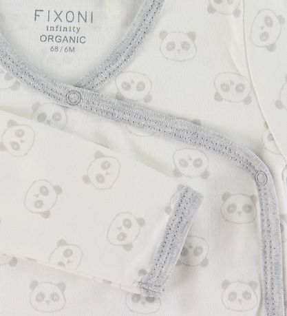 Fixoni Wickelbody l/ä - Grau Meliert m. Pandas