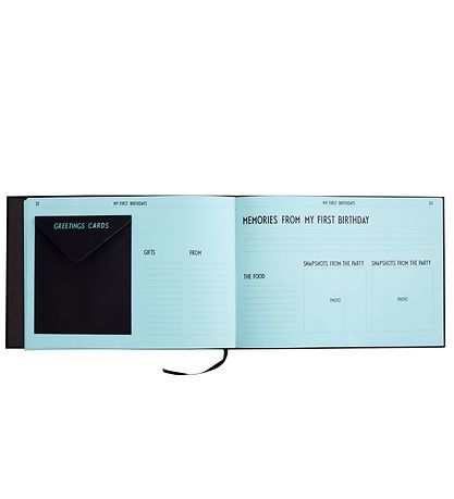 Design Letters Memory Book - Black/Turquoise - English Design Letters Memory Book - Black/Turquoise - English