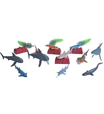 Wild Republic Bucket w. Animals - 18 pcs. - Sharks