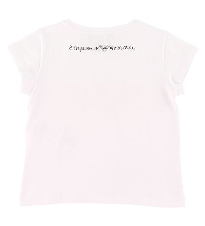 Emporio Armani T-shirt - White w. Rose Logo Emporio Armani T-shirt - White w. Rose Logo