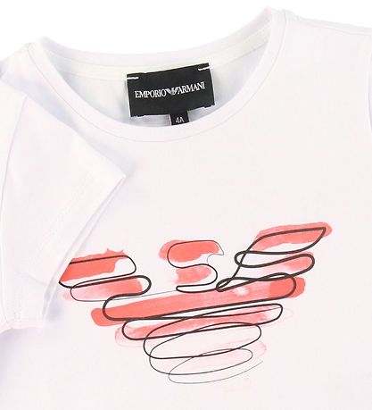 Emporio Armani T-shirt - White w. Rose Logo Emporio Armani T-shirt - White w. Rose Logo