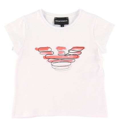 Emporio Armani T-shirt - White w. Rose Logo Emporio Armani T-shirt - White w. Rose Logo