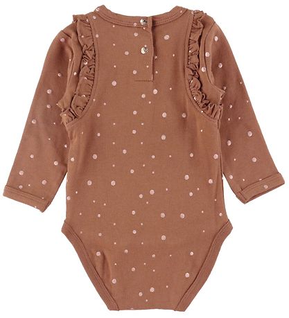 Minymo Bodysuit l/s - Brown w. Spots