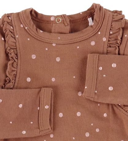 Minymo Bodysuit l/s - Brown w. Spots