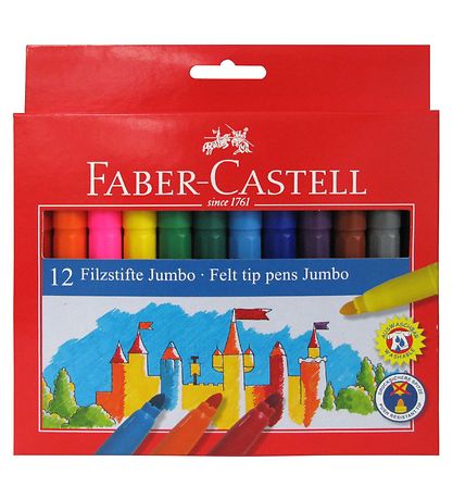 Faber-Castell Markers - Jumbo - 12 pcs - Multicoloured Faber-Castell Markers - Jumbo - 12 pcs - Multicoloured