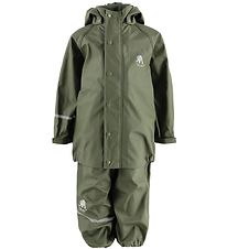 CeLaVi Rainwear w. Suspenders - PU - Army Green CeLaVi Rainwear w. Suspenders - PU - Army Green