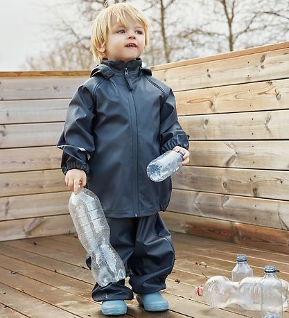 CeLaVi Regnkläder m. Hängslen - Recycled PU - Dark Navy