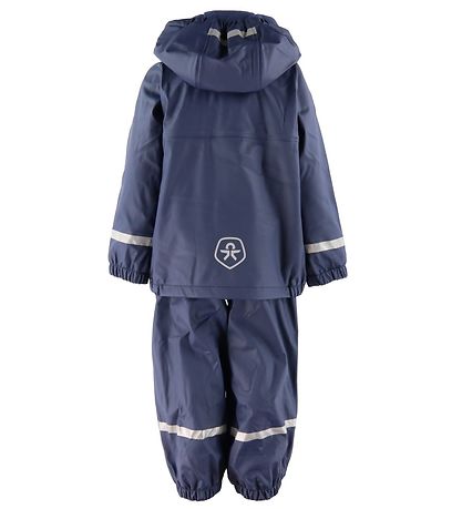 Color Kids Rainwear w. Suspenders/Fleece - PU - Dress Blues