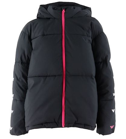 Emporio Armani Gevoerde Jas - Zwart m. Wit/Roze