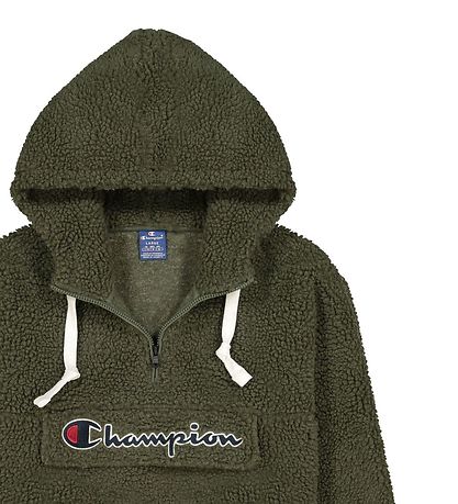 Champion 패션 후드티 - 플러시 - 하프 지퍼업 - 그린