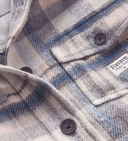 Tommy Hilfiger Jakke - Sjekk frakk - Grey/Petrol Sjekk