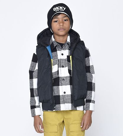 DKNY Shirt - Black/White Check w. Print