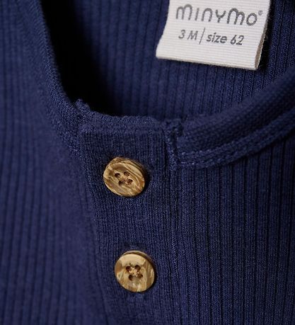 Minymo Romper l/s - Rib - Dark Navy
