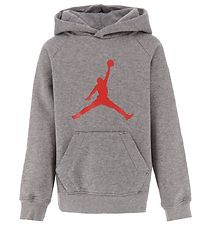 Sweat à Capuche Jordan - Le sauteur Logo - Gris Chiné av. Rouge