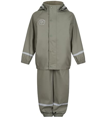 Color Kids Rainwear w. Suspenders - PU - Vetiver
