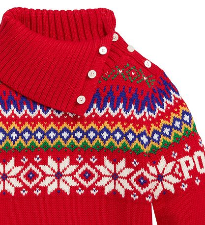 Polo Ralph Lauren Blouse - Cotton/Wool - Fair Isle - Red w. Patt