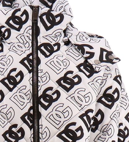 Dolce & Gabbana Paddet Jacket - Logo - White w. Black