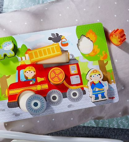 HABA Puzzle Game - 6 Bricks - Wood - Fire Truck