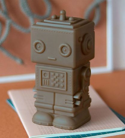 A Little Lovely Company Piggy Bank - 16cm - Robot - Ash Brown