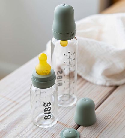 BIBS Feeding Bottle - Glass - Slow Flow - 110 mL - Natural Rubbe