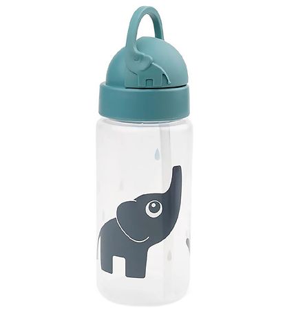 Done by Deer Drikkeflaske m. Sugerør - 350 ml - Elphee - Blå
