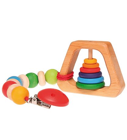 Grimms Wooden Toy - Rattle - Pyramid - Multicolour Grimms Wooden Toy - Rattle - Pyramid - Multicolour