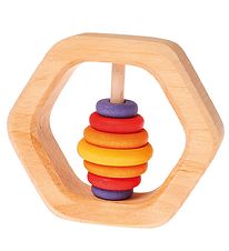 Grimms Wooden Toy - Rattle - Hexagon - Multicolour Grimms Wooden Toy - Rattle - Hexagon - Multicolour