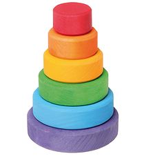 Grimms Wooden Toy - Stacking Tower - Little - 6 Parts - Multicol Grimms Wooden Toy - Stacking Tower - Little - 6 Parts - Multicol