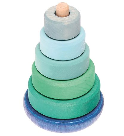 Grimms Wooden Toy - Stacking Tower - Blue/Green Grimms Wooden Toy - Stacking Tower - Blue/Green