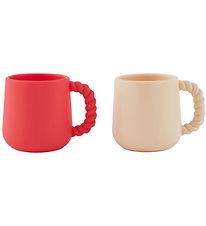 OYOY Cups - 2-Pack - Mellow - Silicone - Cherry Red/Vanilla