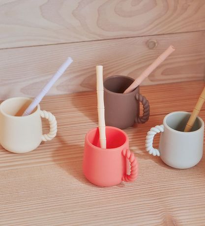OYOY Cups - 2-Pack - Mellow - Silicone - Cherry Red/Vanilla