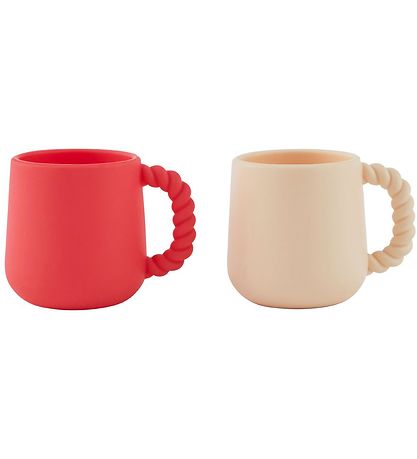 OYOY Cups - 2-Pack - Mellow - Silicone - Cherry Red/Vanilla