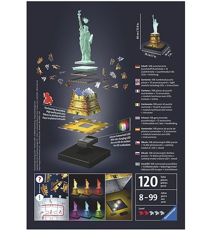 Ravensburger 3D Puzzle Game - 120 Bricks - Statue of Liberty Nig Ravensburger 3D Puzzle Game - 120 Bricks - Statue of Liberty Nig