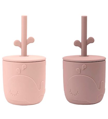Done By Deer Cup w. Straws - 2-Pack - Peekaboo - Powder Done By Deer Cup w. Straws - 2-Pack - Peekaboo - Powder