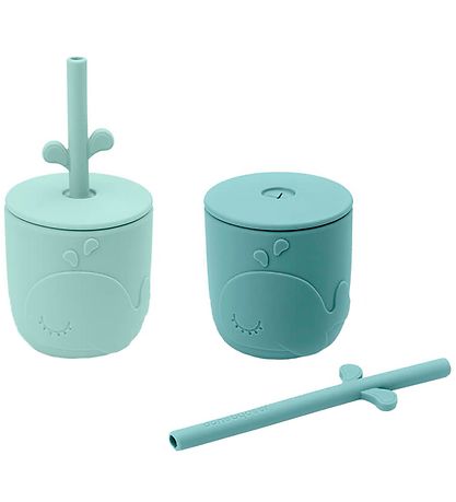 Done By Deer Cup w. Straws - 2-Pack - Peekaboo - Blue Done By Deer Cup w. Straws - 2-Pack - Peekaboo - Blue