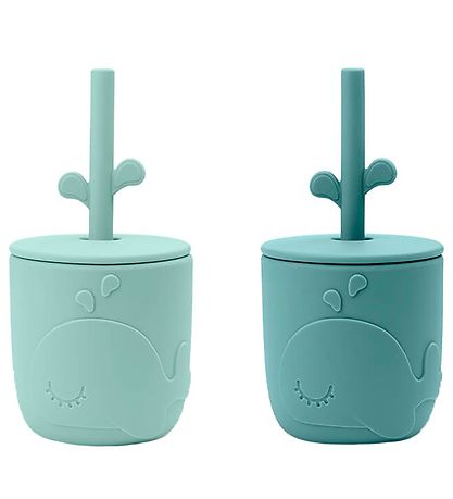 Done By Deer Cup w. Straws - 2-Pack - Peekaboo - Blue Done By Deer Cup w. Straws - 2-Pack - Peekaboo - Blue