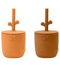 Done By Deer Cup w. Straws - 2-Pack - Peekaboo - Mustard